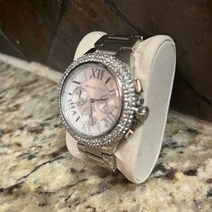 Michael Kors Oversized Camille Pave Silver Tone Watch